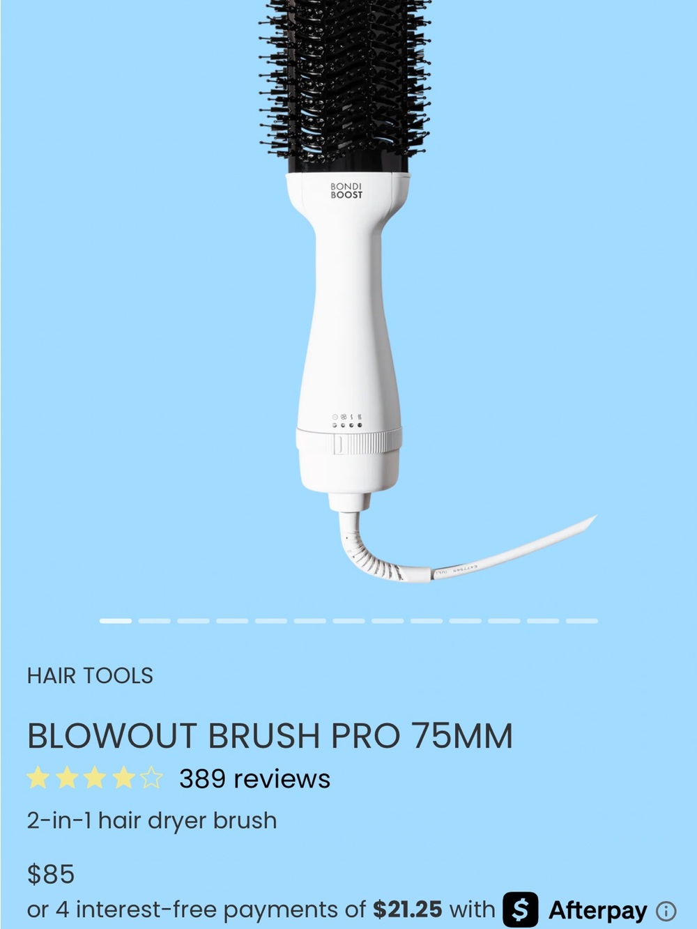 Bondi Boost White Blowout Brush Pro 75mm - 2-in-1 Hair Dryer Brush